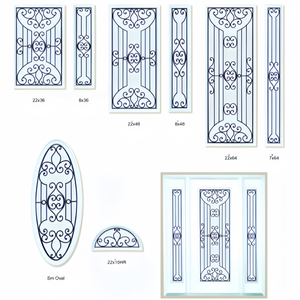 Inserts en fer forgé modernes <span class=keywords><strong>sur</strong></span> <span class=keywords><strong>mesure</strong></span> pour portes et fenêtres, avec verre de sécurité trempé ajouré. - Product Image 4