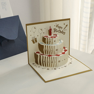3D Happy <strong>Birthday</strong> Paper <strong>Card</strong> with Pop up Fruit Cake sharp and Wishes <strong>Card</strong> Packed with Envelop Packing Ready for Shipping - Product Image 2