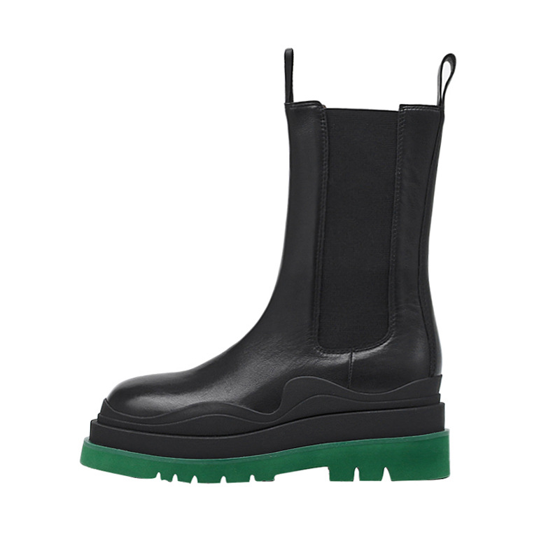 Женские ботинки челси на толстой подошве, универсальные дымчатые ботинки средней длины на квадратном каблуке, новинка 2020