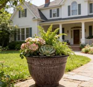 Pot Bunga <span class=keywords><strong>Resin</strong></span> Motif Kayu Ungu Vintage Kaliber Besar untuk Dekorasi Rumah Retro, Cocok untuk Taman Dalam dan Luar Ruangan - Product Image 4