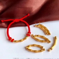 Mode Bracelet En Or Massif avec Corde Rouge 999 Pur 24k Bijoux En Or Fine Enfants DIY Bambou Charme Accessoires Résultats pour Femmes