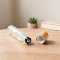 Flacon de parfum et roll-on en verre avec couvercle en bambou personnalisé avec logo, 5 ml, 10 ml, surface polie, cosmétiques, décoration de la maison, flacon roll-on de voyage