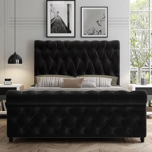 Lit de rangement moderne en cuir véritable avec système de levage à gaz, design capitonné, style de lit moelleux, taille matrimoniale - Product Image 2