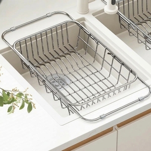 <span class=keywords><strong>Passoire</strong></span> pliable <span class=keywords><strong>en</strong></span> acier inoxydable pour évier avec patins antidérapants, passoires rectangulaires extensibles pour la cuisine - Product Image 3