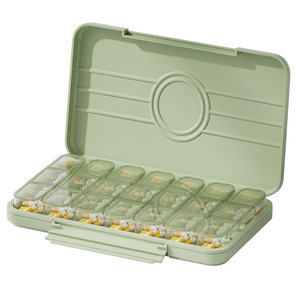 Caja dispensadora de medicamentos de plástico PP portátil de gran capacidad Recordatorio conveniente Forma rectangular Siete días Semana Tres comidas Día - Product Image 1