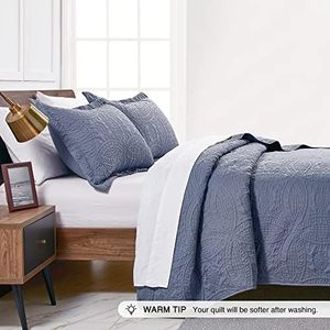 Set di trapunte con motivo a gettone in stile moderno in stile Love soffice <span class=keywords><strong>copriletto</strong></span> in microfibra <span class=keywords><strong>blu</strong></span> per letto matrimoniale per tutta la stagione 3 pezzo 1 trapunta 2 - Product Image 4