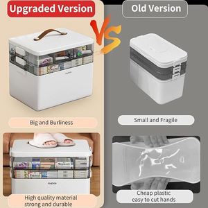 3-Tier Medicine <b>Storage</b> <b>Box</b> - First Aid Kit <b>Storage</b> with Moisture-Proof Shading Design Portable Medicine <b>Storage</b> <b>Box</b> - Product Image 4