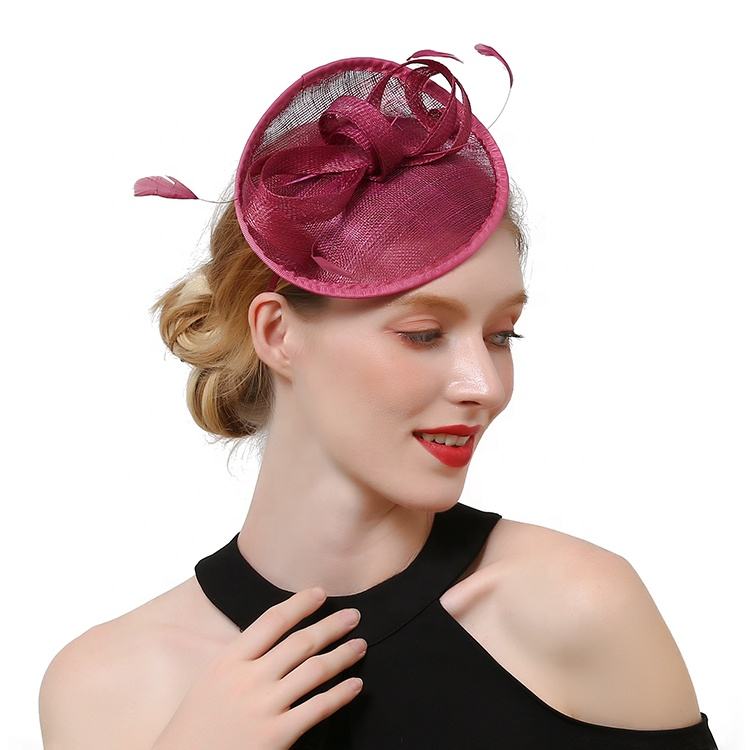 Most Popular Fashion Sinamay Fascinator Hat High Quality Feather Formal Hat  Tea Party Church Hat for Women Dance Decoration