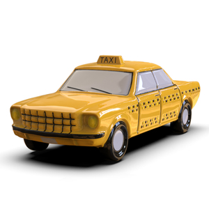 Tùy Chỉnh Thiết Kế Handmade Trang Trí Sứ Container Xe Cổ Điển Màu Vàng Cổ Điển Taxi Hình Mới Lạ Gốm Lưu Trữ <span class=keywords><strong>Cookie</strong></span> Jar - Product Image 1