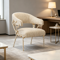 Chaise de salle à manger en cuivre pur de luxe léger italien, chaise artistique en laiton de designer, chaise de loisirs haut de gamme pour villa, chaise de maquillage