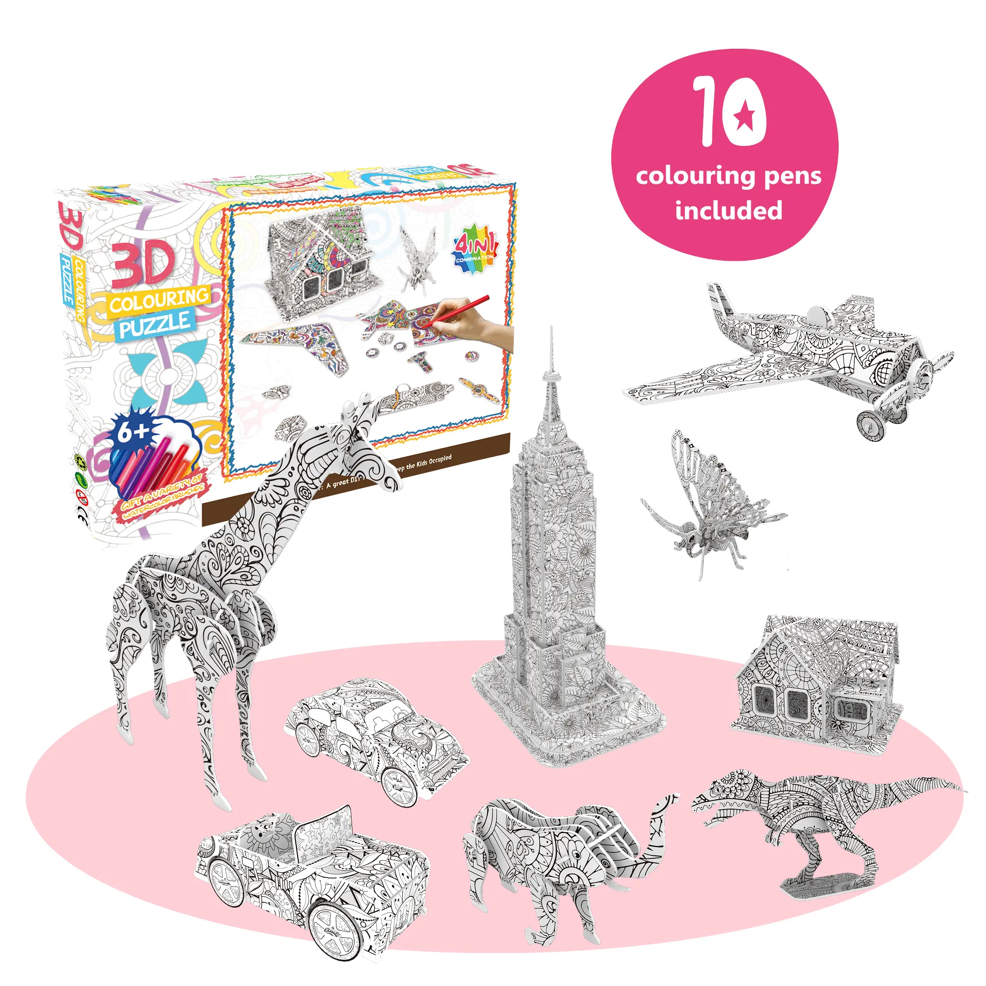 Best Selling Toy 3D Puzzle Set 9 in 1 Coloring Puzzle for Kids Kids Creative Activity