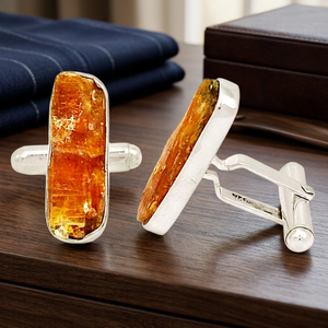 Hottest 925 Solid Sterling <b>Silver</b> Handmade Bezel Set Customizable Cuff Links with Kyanite for Wedding or Gift - Product Image 2