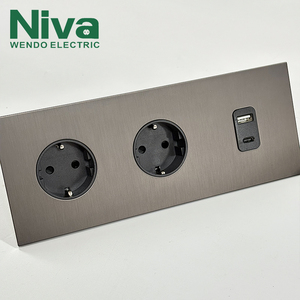 Prise murale Niva, norme européenne, panneau en acier inoxydable OEM, prises et interrupteurs Schuko, solution électrique, boîte ronde française européenne - Product Image 4