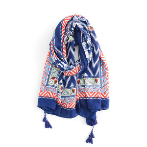 2021 2020 Mode Hijab Mode Tache Coton Style Rétro Imprimé Écharpe De Plage Avec Des Glands Pour <span class=keywords><strong>Les</strong></span> Femmes - Product Image 2
