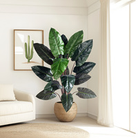 Décoration de table artificielle Monstera naturelle, feuilles de Taro en plastique au toucher réel pour les occasions spéciales et les anniversaires