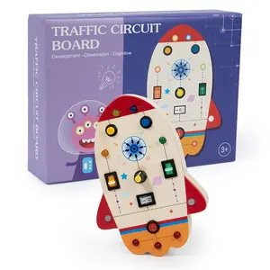 Wholesale Circuit Board Toy Children Play Switch Light Game Wooden LED Buzy Board