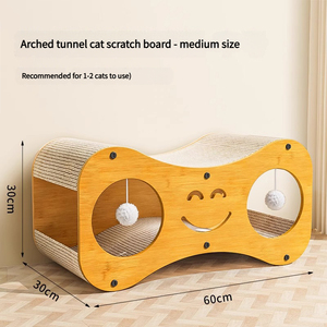 Commercio all'ingrosso solido modello doppio albero di gatto spesso in legno da arrampicata letto con portante Pet casa per il sonno invernale - Product Image 4