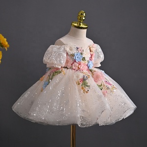 Abito da <span class=keywords><strong>Bambina</strong></span> con Fiori 3D e Paillettes, Elegante Vestito da Principessa per Compleanni e Celebrazioni - Product Image 2