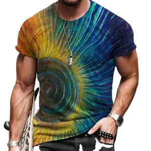 Sommer mode lose Art Rundhals ausschnitt Herren Digitaldruck Kurzarm T-Shirt Fabrik Direkt verkauf