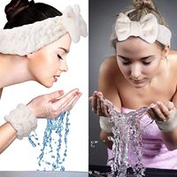 Logo brodé personnalisé Spa bandeau poignet ensemble de lavage du visage avec 2 bandeaux de lavage pour femmes empêche les liquides de se renverser sur vos bras
