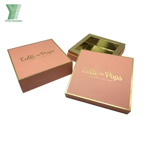 Fancy design gold foil logo handmade cookies candy paper box chocolate packaging box with gold paper tray