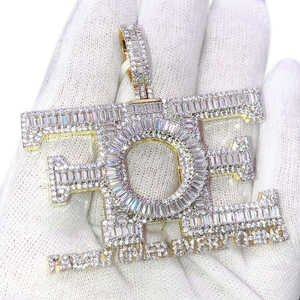 Huruf FOE keluarga lebih dari setiap hal liontin pria kalung mikro pave 5A kubik zirkonia cz es keluar perhiasan - Product Image 5