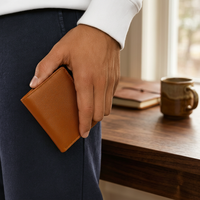 Portefeuille homme fin en cuir véritable, anti-RFID, avec fenêtre d'identification, durable, sans fermeture éclair, pratique, petit porte-cartes de voyage