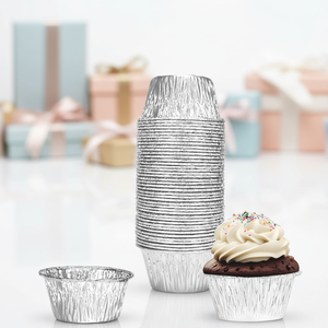Ramequins jetables en aluminium de 4 oz avec couvercle en PET de qualité alimentaire, moules à cupcakes et muffins, coupelles en aluminium argenté pour la cuisson de poudings, crèmes brûlées et œufs - Product Image 2