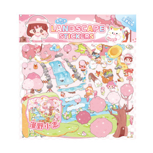 3 cái/gói long lanh vui vẻ kích thước lớn dán phối cảnh phim hoạt hình dễ thương tự làm thu nhỏ cảnh 3D Sổ tay trẻ em cuốn sách yên tĩnh - Product Image 5