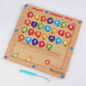新款磁铁字母迷宫玩具磁铁拼图匹配游戏儿童蒙特梭利益智木制玩具