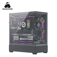 Gabinete Gaming AntarcChill Black E-ATX Panorámico de Doble Cámara con Separación Superior e Inferior, Compatible con Radiador de 360, USB 3.0, OEM