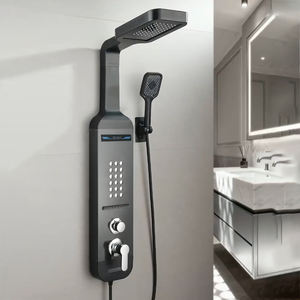 Nuevo Diseño Moderno de Sistema de Ducha de Baño de Acero Inoxidable con Pantalla <span class=keywords><strong>LED</strong></span> Inteligente de Temperatura, <span class=keywords><strong>Panel</strong></span> de Ducha con Chorro de Masaje de Espalda y Lluvia tipo SPA - Product Image 1