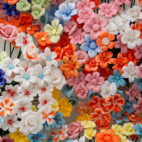 Fleurs en céramique Art Déco faites à la main, branches de fleurs, roses éternelles, ornements colorés mixtes pour nouveau-né
