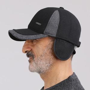 Men's Wool Baseball Cap Gray And Black Fleece Lined <b>Warm</b> Winter <b>Hat</b> For Middle Aged And Elderly Dads Grandpas - Product Image 4