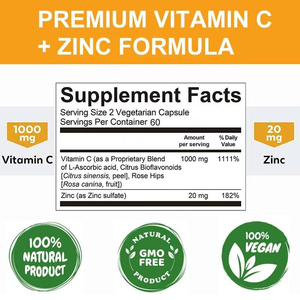Cápsulas Blandas de Vitamina C con Zinc para Apoyo Diario, Suplemento para la Salud Inmunológica, Vitamina C 1000mg - Product Image 5