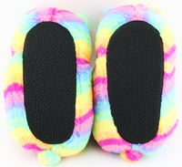 Chausson Ours en Peluche Arc-en-ciel d'Intérieur Extérieur OEM, Pantoufles Personnalisées pour Enfants, Femmes et Filles