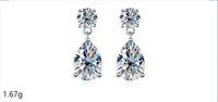 Bijoux en argent sterling S925 sur mesure avec moissanite taille poire VVS pour les boucles d'oreilles de Noël, cadeau pour femme avec certificat Gema
