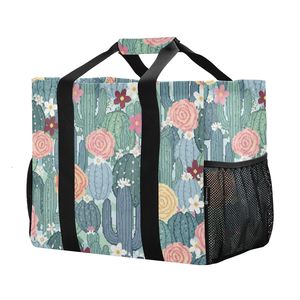 Sac isotherme réutilisable personnalisé à imprimé pixel désert, <span class=keywords><strong>cactus</strong></span>, rose, hawaïen, avec bandoulière, sac de courses, sac à main - Product Image 2