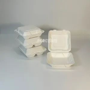 Biologisch Afbreekbaar Suikerriet Wegwerp Biologisch Afbreekbare Lunchbox 100% Composteerbare Biologisch Afbreekbare 8Inch Clamshell B Bagasse Verpakking