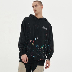 Rainbow Spray Men's Clothing Source Factory Diseño original Pintado a mano Spray Mens Hoodies Street Oversized 100% Cotton Hoodies - Product Image 2