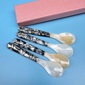 12 Cm Long Acrylic Handle <b>Shell</b> Mother of Pearl Caviar Scoop Honey Tea Serving Mixing Spoons Spoon Business Gifts - Product Image 4