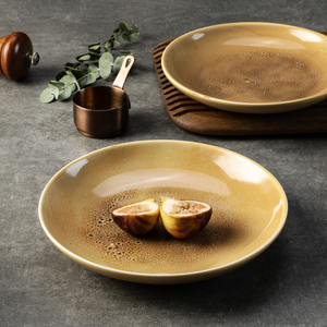 Service de vaisselle en porcelaine japonaise rustique à pois YAYU, glaçure brune vintage, assiette de présentation en céramique faite à la main pour restaurant - Product Image 3