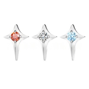 <b>Titanium</b> Alloy Star Earrings Zircon Prong Setting Lip Studs Ear Cartilage Piercing Jewelry Gift Fashion Accessories - Product Image 5