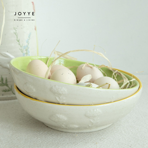 JOYYE Đĩa Gốm Màu Xanh Lá Vẽ Tay Dập Nổi Đĩa Ăn Tối Bộ Cốc Chén Bát Bộ Dụng Cụ Đựng Đá Cẩm Thạch Bộ Đồ Ăn - Product Image 5