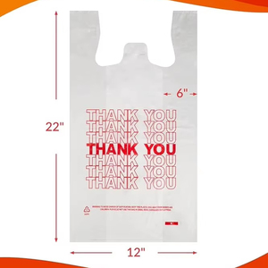 22*12'' Thank-You T-Shirt <b>Bag</b> <b>Food</b> Grade HDPE Direct Factory Sale Side Gusset Supermarket Groceries Retail Silk Screen Printing - Product Image 1