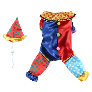 Nouvelle conception de costumes de <span class=keywords><strong>clown</strong></span> pour chiots, vêtements pour chiens mignons et colorés pour le cosplay avec des boules de pompons, un col à pois et un nœud papillon - Product Image 3