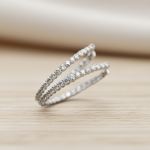 Bagues d'éternité en acier inoxydable serties de diamants blancs, pavé de pierres naturelles rondes, bijoux de mariage unisexes - Product Image 2