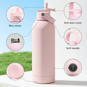 Custom Logo 500ml Stylish Vacuum Insulated Steel Water Bottle Rubber Coated Multi-Functional Lid Fashionable Design Flask - Product Image 2