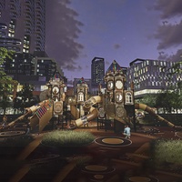 Parque Infantil Comercial al Aire Libre Estilo Castillo Antiguo Steampunk con Torres de Vidrio Tintado, Múltiples Toboganes e Iluminación Nocturna LLDPE