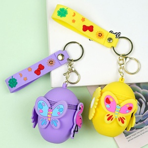 Porte-clés en silicone mignon de haute qualité, motif animal de dessin animé écologique, personnalisable, cadeau pour enfants, sac de rangement suspendu - Product Image 1